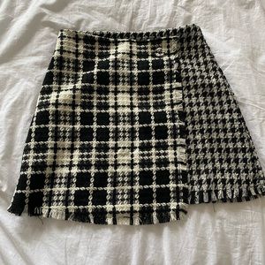 Black and White Plaid Mini Skirt